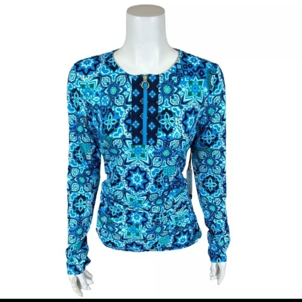 AmberNoon II by Dr. Erum Ilyas UPF 50+ Half-Zip Printed Rash Guard Large